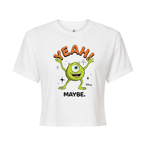 Women's Disney Mike Yeah Maybe Cropped Graphic T-shirt - White - 2 X ...