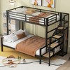 Twin Over Full Metal Bunk Bed with Storage Staircase and Open Wardrobe - 2 of 4