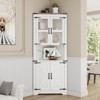 67" Farmhouse Corner Cabinet - Glass Door Storage Hutch with LED Lights for Kitchen/Living Room/Bathroom - 3 of 4