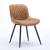 Kumasinova Set of 2 Modern Upholstered Dining Chairs, PU Fabric Kitchen Chairs with Curved Back, Dining Room Chairs with Perforated Cushions - 3 of 4
