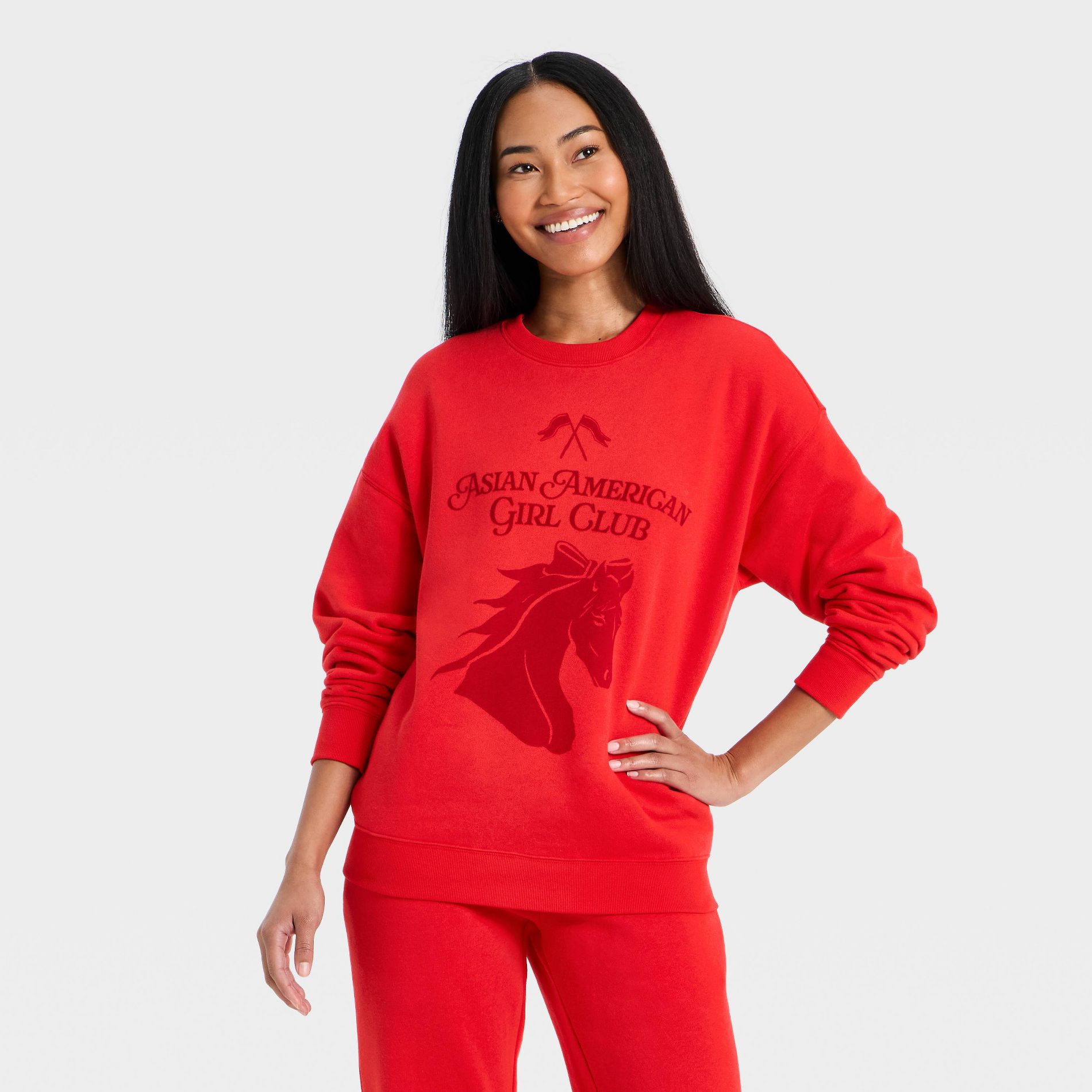 Lunar New Year Asian American Girl Club Women's Sweatshirt - Red