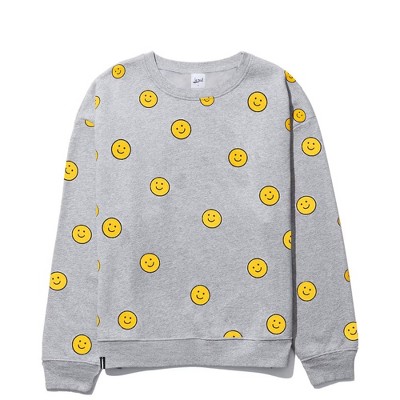 Smile Crewneck Oversized Cotton Sweatshirt - LEZAT