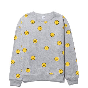 Smile Crewneck Oversized Cotton Sweatshirt - LEZAT - 1 of 4