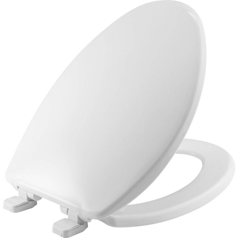 Caswell Never Loosen Elongated Antimicrobial Plastic Soft Close Toilet Seat White - Mayfair by Bemis, 1 of 7