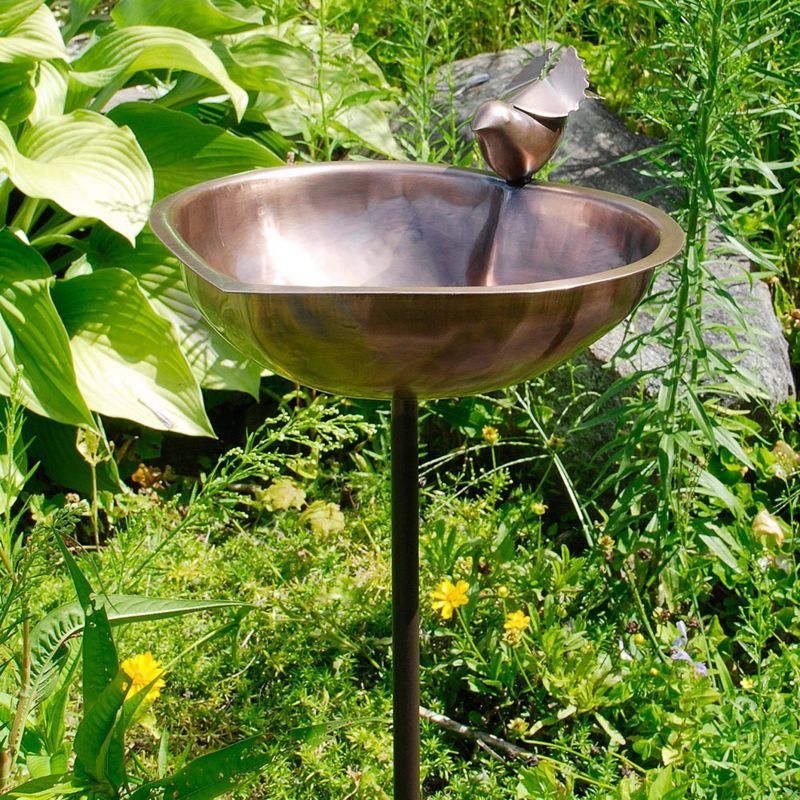 3.5&#34; Heart Shaped Birdbath Bowl with Stake Antique Copper - ACHLA Designs, 5 of 6