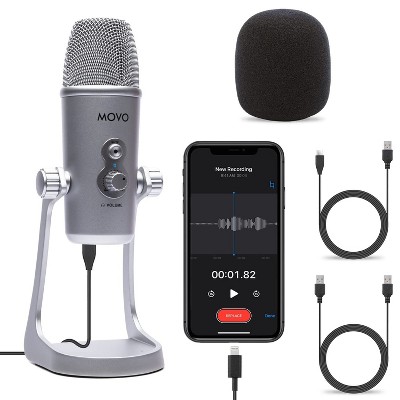 Movo UM800 Desktop USB Microphone for Computers, Smartphones, and Tablets