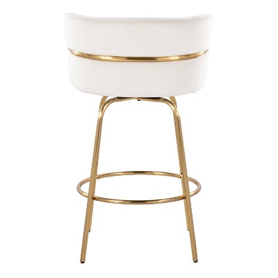White Metal Swivel Counter Stool with Padded Seat, 36.5" Height