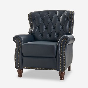 Justine Transitiona Wooden Upholstery Genuine Leather Recliner with Nailhead Trim for Living Room and Bedroom  | ARTFUL LIVING DESIGN - 1 of 4