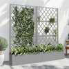 Maggift Planters Metal Rectangular Planter Box with Climbing Frame, Diamond Planters for Outdoor Plants, Porch Patio Garden, Gray 39"*26"*7" - 3 of 4