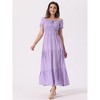 Allegra K Women's Round Neck Puff Sleeves Smocked Tiered Ruffle Maxi Dresses - 4 of 4