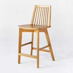 Linden Modified Windsor Wood Counter Height Barstool Natural - Threshold™ designed with Studio McGee