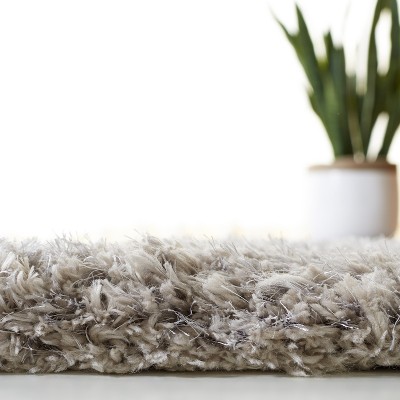 Silver Hand Tufted Rectangular Shag Area Rug 3' x 5'