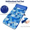 Jasonwell Oversized Pool Float Lounge, 72" X 37" XL Fabric-Covered Inflatable Contour Lounger with Headrest, Cooling Pool Raft, Palm Leaves Blue - 2 of 4