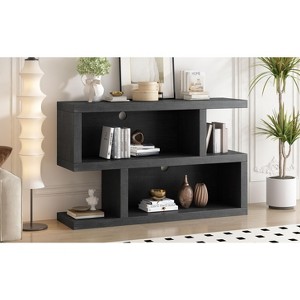 NicBex Console Table with Symmetrical Open Shelves,Entryway Table with Round Cable Holes,Modern Couch Table for Living Room,Black - 1 of 4