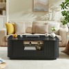 46.5" Fluted Coffee Table with Storage for Living Room,Modern Oval Center Table with 2 Drawers and 2 Compartments - 3 of 4