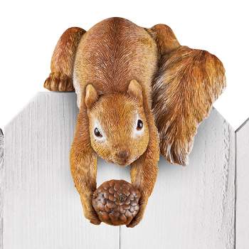 Collections Etc Over the Fence and Railing Squirrel with Nut Figurine 5.5 X 6 X 7