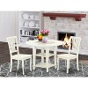 Round Drop Leaf Dining Set - 3pc Table & Chair Set - Linen White Finish - Modern Kitchen Dining Room Furniture - 2 of 4