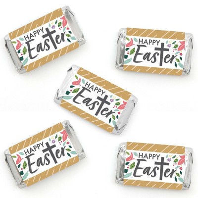 Big Dot of Happiness Religious Easter - Mini Candy Bar Wrapper Stickers - Christian Holiday Party Small Favors - 40 Count