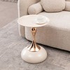 Small Metal Round End Table with Mermaid Tail Pedestal and Tray-Style Top for Living Room - 2 of 4