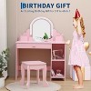 Kids Vanity with Lighted Mirror & Stool,Little Girls Vanity with Adjustable LED Light - 3 of 4