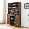 70" Farmhouse Wine Coffee Bar Cabinet w/ Sliding Barn Doors, Rustic Liquor Hutch w/ Wine Rack & Glass Holder, Pantry Storage for Kitchen, Dining Room - 2 of 4