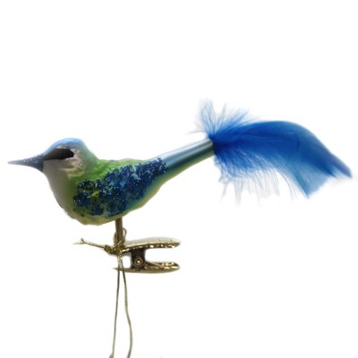 Inge Glas 1.5" Bluetit Bird Clip-On Ornament  -  Tree Ornaments