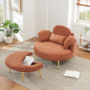 MYINDA 43'' Corduroy Single Comfortable Chair with Storage Ottoman, Suitable for Meeting Room, Living Room, Bedroom - 1 of 4