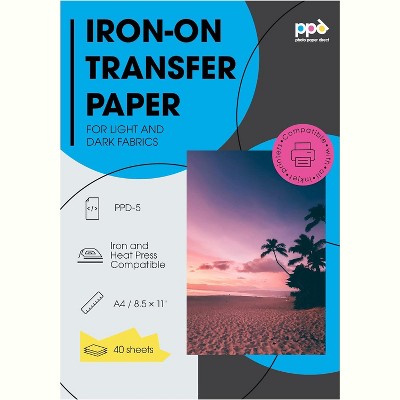 PPD Light and Dark Iron-On Transfer Paper 8.5x11" 40 sheets for Inkjet Printers