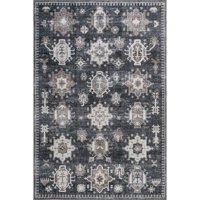 Nuloom Vivica Spill Proof Treated Faded Medallion Pet Friendly Premium Machine Washable Area Rug
