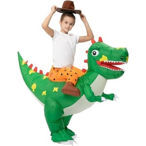 Dinosaur Inflatable Suit for Boys Girls, Inflatable Dinosaur Costume for Kids, Inflatable Costume Dinosaur Riding T-Rex Inflatable, Green - 1 of 4