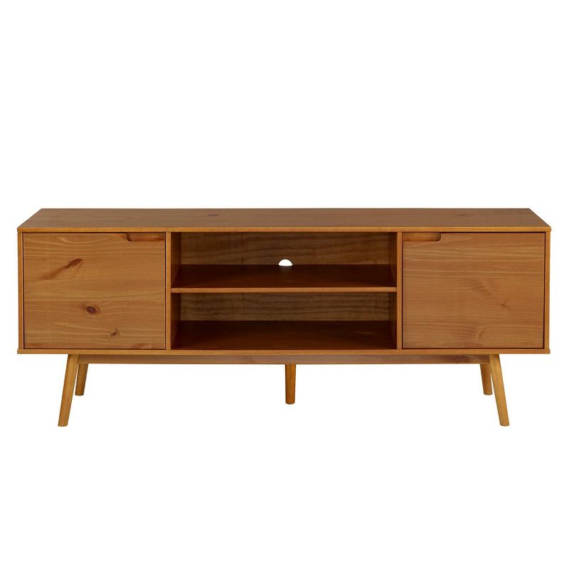 Solid Wood Mid-Century Modern TV Stand for TVs up to 80" - Saracina Home, 4 of 22