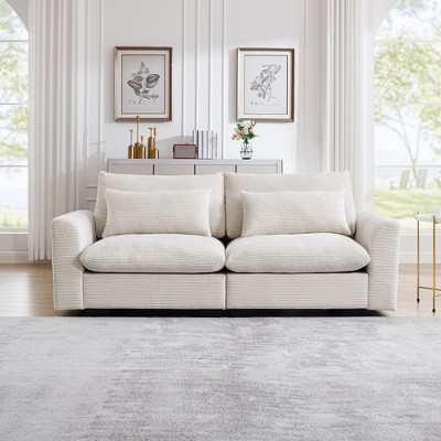 NicBex Couches for Living Room Deep Seat 2-Seater Sofa Couch Comfort Corduroy Upholstered Sofa With Pillows and Storage for Bedroom