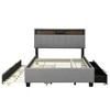 Full Size Upholstered Platform Bed with Storage Headboard, Twin Size Trundle and 2 Drawers - 4 of 4