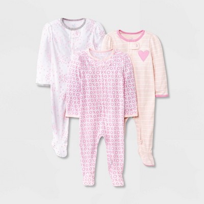 Image of Baby Girls' Valentines Day Zip-Up Sleep N' Play - Cloud Island™ Pink 3-6M