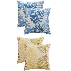 REGALWOVEN 4 Pcs Palm Leaf Pattern Decorative Throw Pillow Covers for Farmhouse Home Sofa Couch Bed - 1 of 4