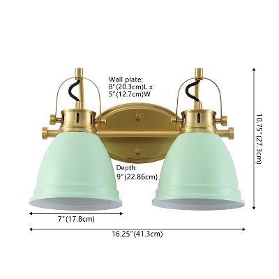 Phineas Mint Green and Brass Gold Adjustable 2-Light LED Vanity Light