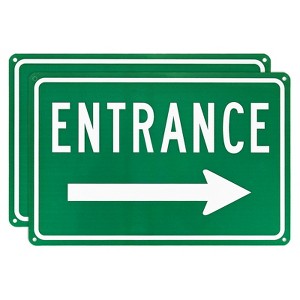 Unique Bargains Aluminum Reflective Rust-Free Waterproof Right Arrow Entrance Signs 2 Pcs - 1 of 4