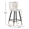 DSVIMOY Counter and Bar Stool Modern Style with Black Metal Legs and Gold Tipped Ends for Home Use, White, 24.75"*19"*17.5" - 2 of 4