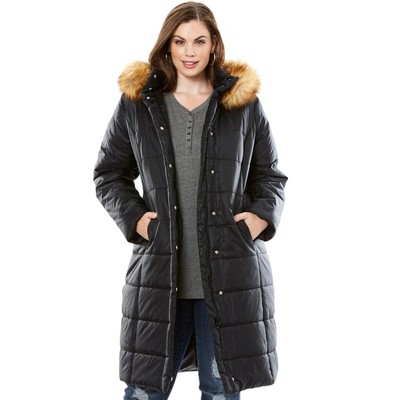Roaman's Women's Plus Size Mid Length Quilted Puffer Jacket
