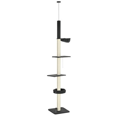 Adjustable Black and Cream Sisal 5-Tier Cat Climbing Tower