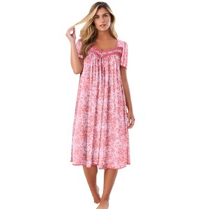 Only Necessities Plus Size Short Silky Lace-Trim Gown - 1 of 4