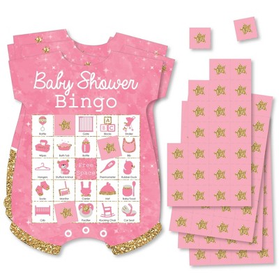 Baby Shower Game 20 Player - BINGO STARS-PINK, Girl, pink stars, games,  party