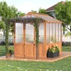8x13FT Greenhouse Kit with Pergola, Wooden Greenhouse with Cedar Frame, Greenhouses with Roof Vent, Wood and Polycarbonate Walk-in Greenhouses - 3 of 4