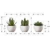 Gulches Artificial Plant, 6" Tall, Succulent, Indoor, Faux, Fake, Table, Greenery, Potted, Set Of 3, Decorative, Green Plants, White Pots - 4 of 4