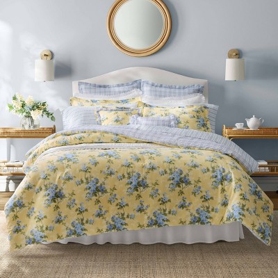 King Blue and Yellow Cotton Reversible Comforter Set