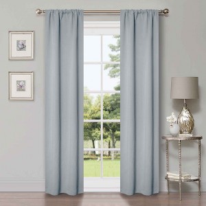 Classic Modern Solid Room Darkening Semi-Blackout Curtains, Rod Pocket, Set of 2 by Blue Nile Mills - 1 of 4