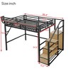 APRILSOUL Loft Bed with Stairs, Metal Loft Bed with Storage Shelves, High Loft Bed, Black - 3 of 4