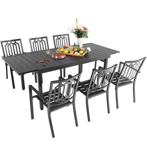 captiva designs rectangular expandable patio table dining 7pc chairs metal target