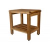 HomeRoots 18" Contemporary Teak Shower Stool Or Bench With Shelf In Natural Finish - 4 of 4