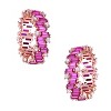 Guili Elegant Sterling Silver 18K Rose Plated Zig-Zag Band Ring with Ruby Cubic Zirconia Center and Clear Round Accents, Size 6, 7, and 8. - 2 of 3